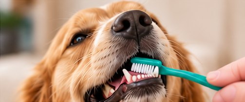 Brushing a dog’s teeth